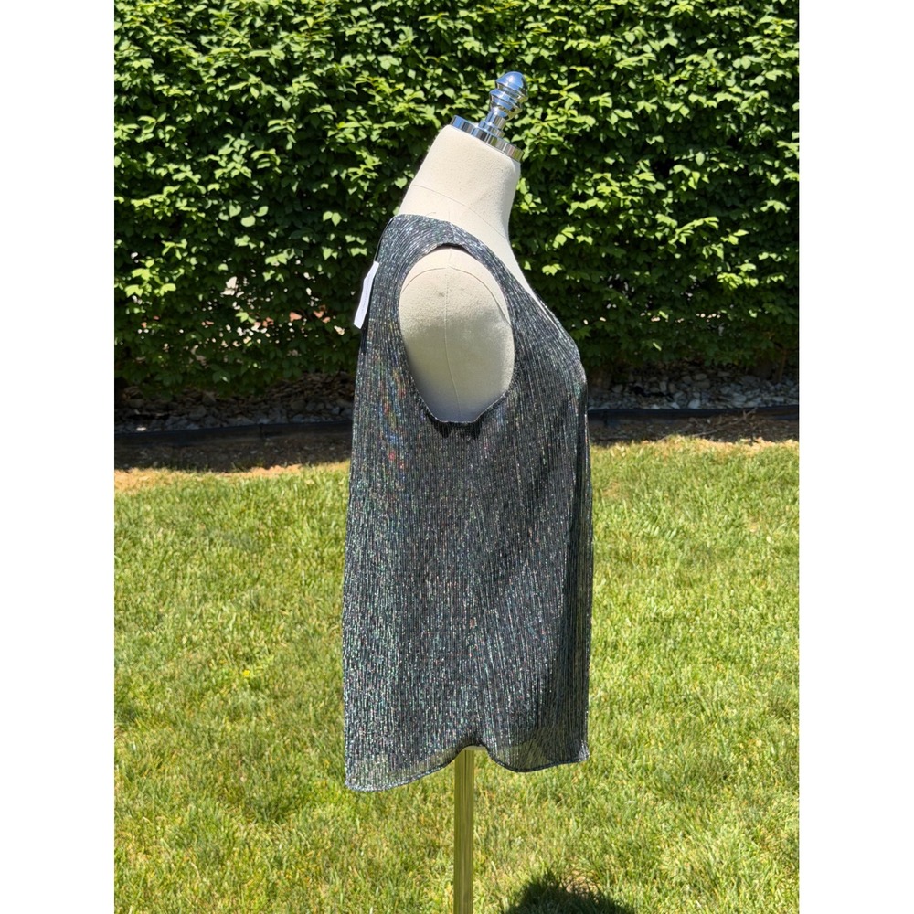 NEW Banana Republic Silver Glam Shimmer Metallic Going Out Tank Top Women's‎ M - Picture 9 of 13